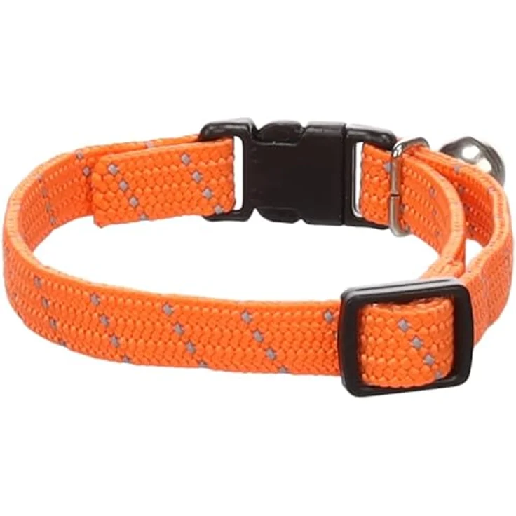 Flamingo Katzenhalsband Kitten Elza, elastisches Nylon reflektierend, 15–22 cm, orange mit Glöckchen – Bild 3