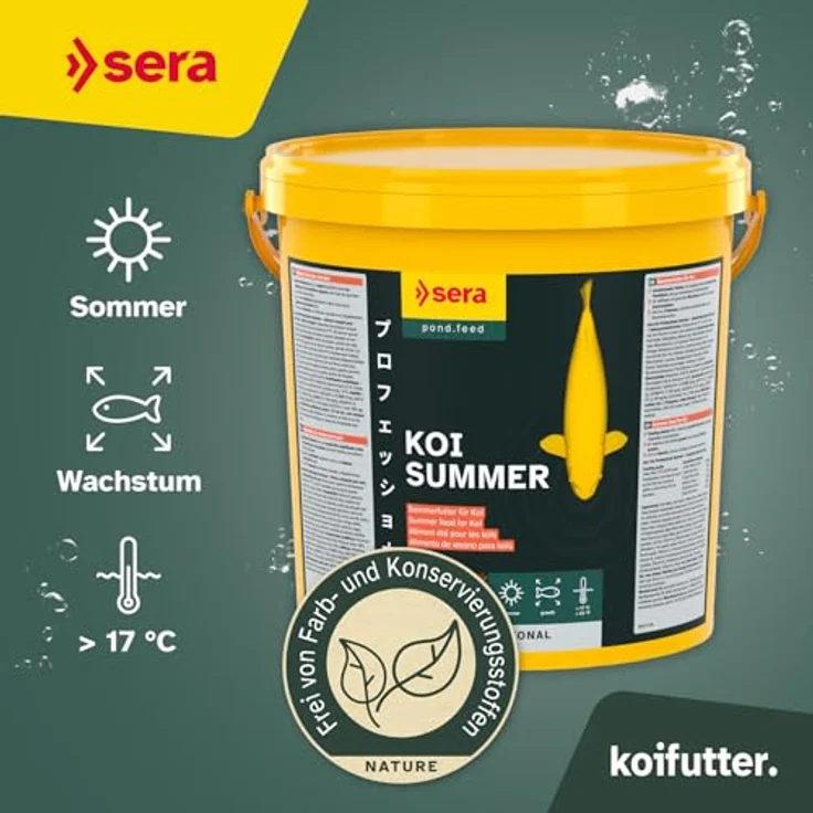sera KOI Professional Koifutter 7 kg (21L), Sommerfutter für Koi bei Temperaturen über 17°C, geringere Wasserbelastung, weniger Algen – Bild 2