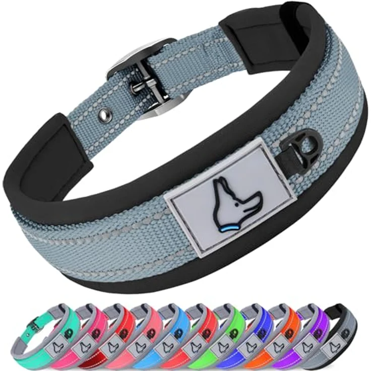 Joytale Hundehalsband, Gepolstert aus Neopren mit reflektierenden Nähten, für kleine Hunde, grau – Bild 1