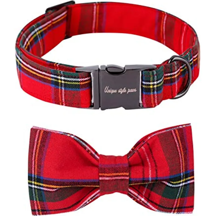 Unique Style Paws Hundehalsband mit Fliege, verstellbar für Hunde und Katzen, XXS, aus Baumwolle, waschmaschinenfest, eleganter D-Ring in einzigartiger Farbe
