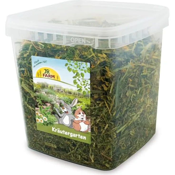 JR FARM Kräutergarten, 5 l Eimer mit 500 g gesundem Raufuttermittel für Kleintiere, neun Kräuter, made in Germany