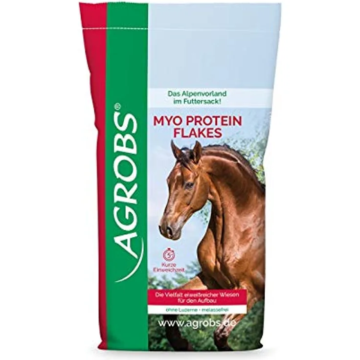 Agrobs MYO Protein-Flocken, Einzelfuttermittel für Pferde zur Aufwertung eiweißarmen Raufutters, 20 kg