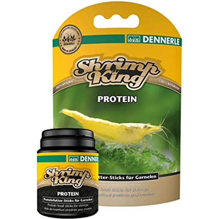 Dennerle Shrimp King Protein, Proteinfutter Sticks für Garnelen mit hohem Eiweißbedarf, fördert Wachstum und Eibildung, 45g