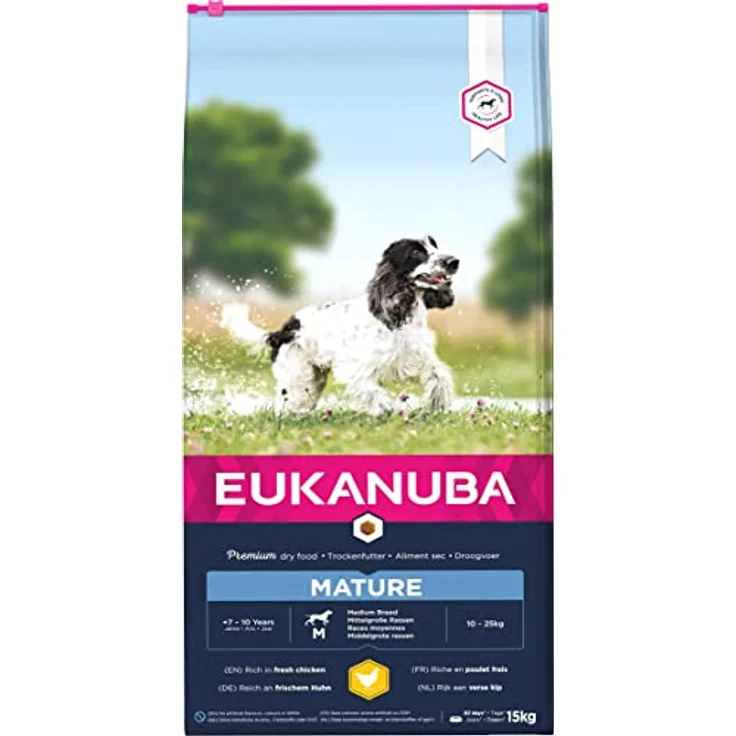Eukanuba Hundefutter mit frischem Huhn, Premium Trockenfutter für mittelgroße Rassen, ideal für reife Hunde, 15 kg – Bild 2