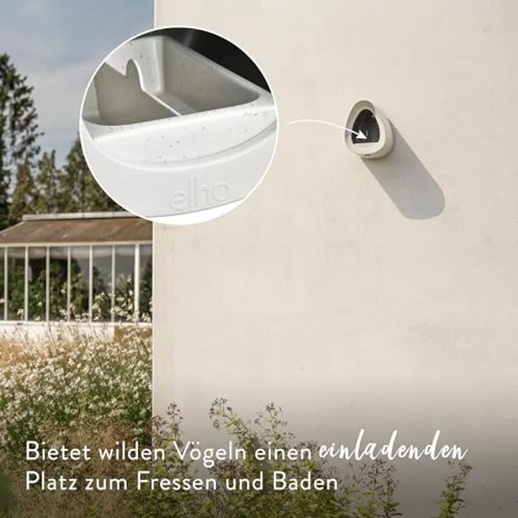 elho Essential Bird Feeder 18cm, Vogelfutterhaus und Vogeltränke aus 100% recyceltem Plastik, Grau/Faseriges Grau, L18 x B21.1 x H23 cm, multifunktionales Design mit Belüftungsöffnungen – Bild 4