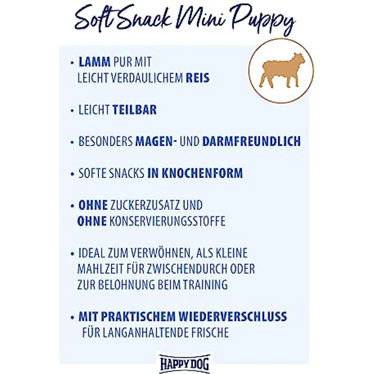 Happy Dog SoftSnack Mini Puppy, weizenfreie Hundesnacks ohne Zuckerzusatz, 100 g – Bild 2