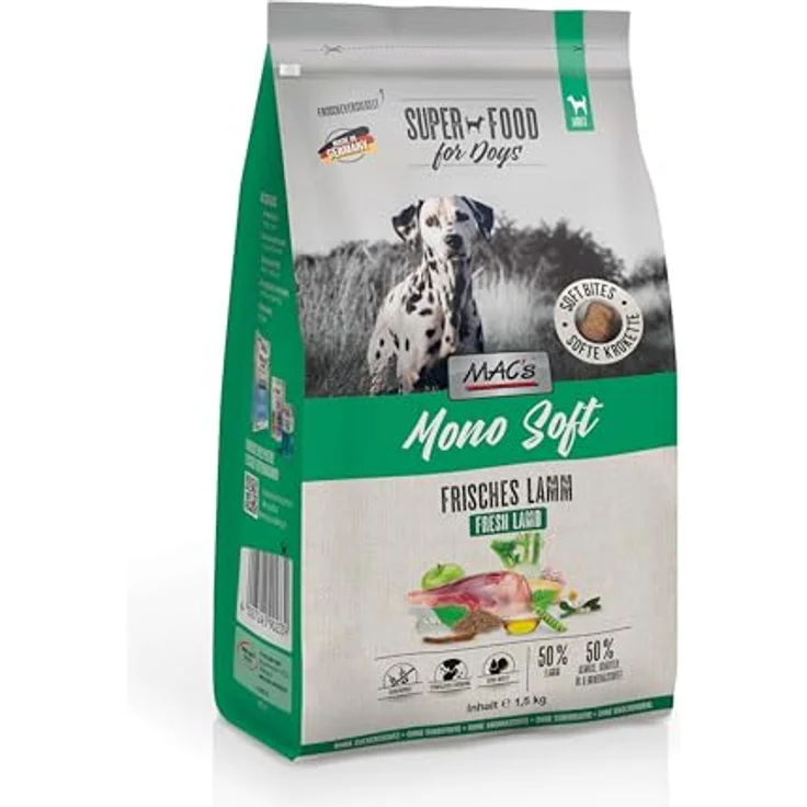 MAC's Dog Mono Soft Frisches Lamm, Halbfeuchtes Hunde-Trockenfutter für empfindliche Hunde, 1,5 kg – Bild 2