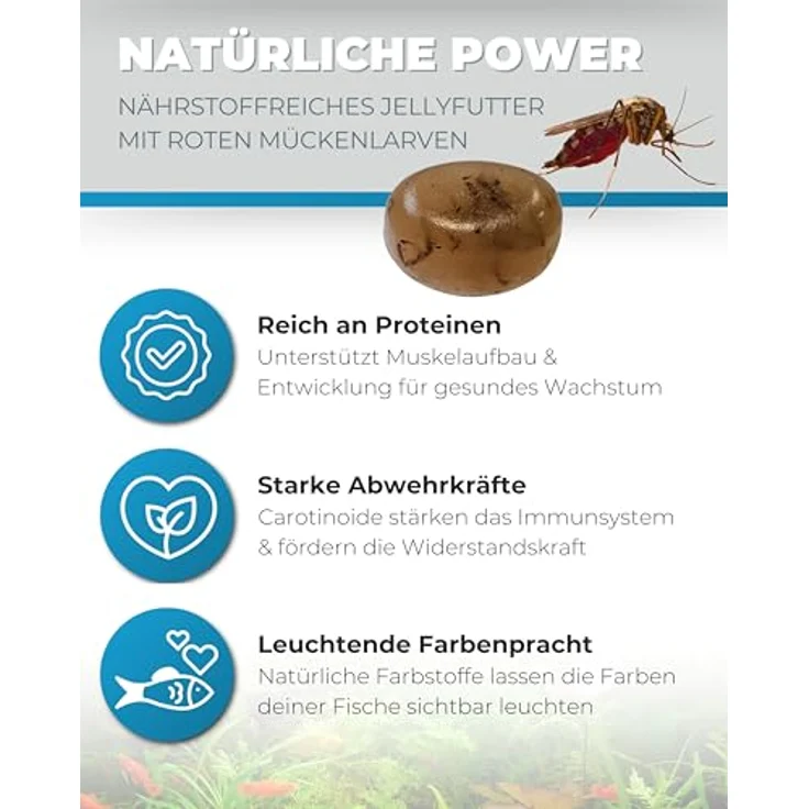 Dupla Gel-O-Drops Red Mosquito I 12 x 2 g I Nährstoffreiches Geleefischfutter mit roten Mückenlarven I Leicht dosierbar und ungekühlt lagerbar – Bild 2