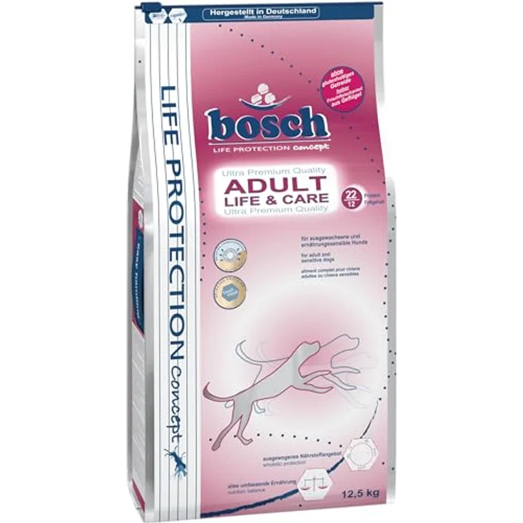 Bosch Adult Life & Care, Hundefutter für ernährungssensible Hunde, 12,5 kg, mit frischem Geflügel, ohne glutenhaltiges Getreide – Bild 1