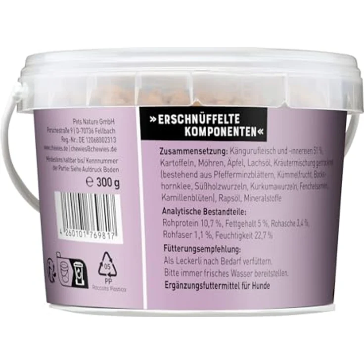 Chewies Trainings-Happen Monoprotein-Snack 300g Känguru, getreidefreier Belohnungssnack für ernährungssensible Hunde, soft und ideal für Training – Bild 2