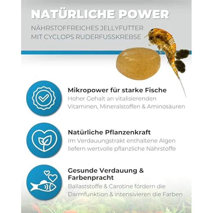 Dupla Gel-O-Drops Cyclops I 12 x 2 g, Geleefischfutter mit Ruderfußkrebsen, leicht dosierbares und nährstoffreiches Aquarienfutter, ungekühlt lagerbar – Bild 2