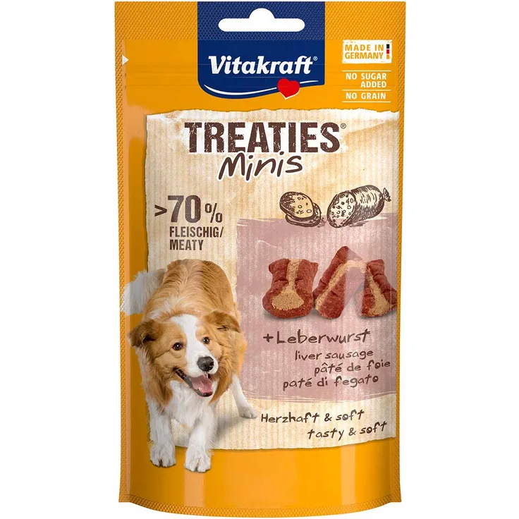 Vitakraft Treaties Minis Leberwurst, Hundesnack für Hunde, 48g