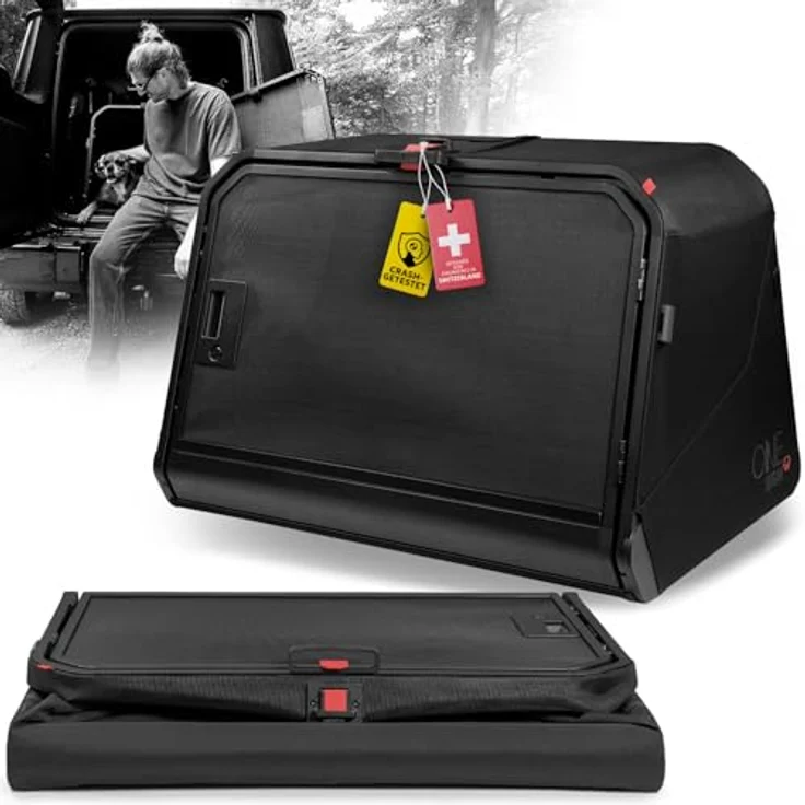 4pets 1ONE1 Origami Hundetransportbox, faltbare Hundebox mit Aluminiumrahmen, in 4 Größen (S-XL) für sicheren Auto-Transport – Bild 1