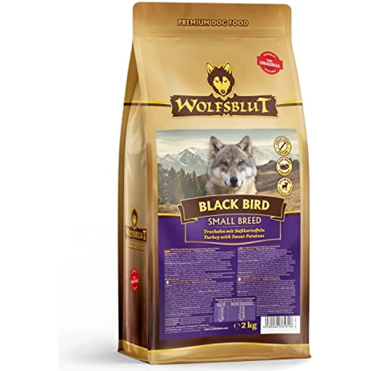 Wolfsblut Black Bird Small Breed, Trockenfutter für Hunde mit Truthahn, 2 kg, getreidefrei, glutenfrei, für Allergiker geeignet