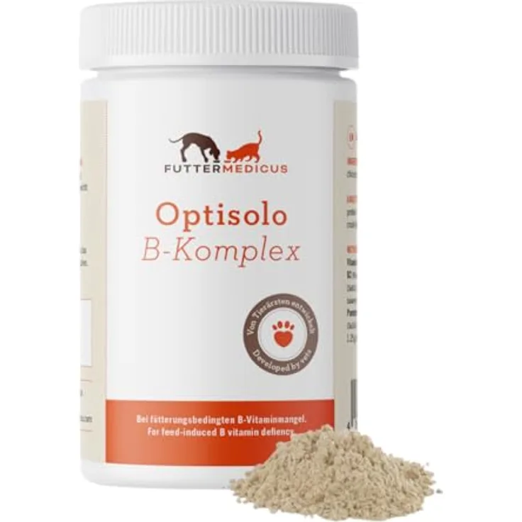 Futtermedicus Optisolo B-Komplex-Pulver, 100 g, Ergänzungsfuttermittel für Hunde und Katzen, zur Unterstützung des Wohlbefindens, hochkonzentriertes Vitamin B für gesunde Haut und Fellpflege