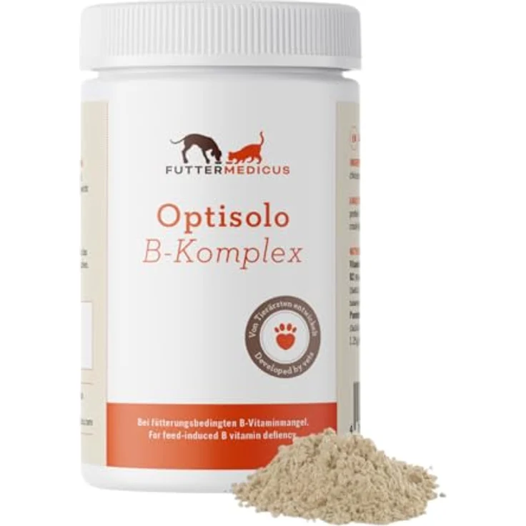 Futtermedicus Optisolo B-Komplex-Pulver, 100 g, Ergänzungsfuttermittel für Hunde und Katzen, zur Unterstützung des Wohlbefindens, hochkonzentriertes Vitamin B für gesunde Haut und Fellpflege – Bild 1