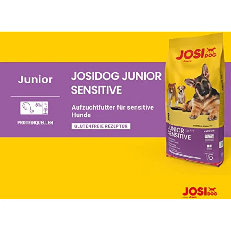 JosiDog Junior Sensitive, Hunde-Trockenfutter für sensible Junghunde, 15 kg, mit Geflügel und glutenfreier Rezeptur – Bild 3