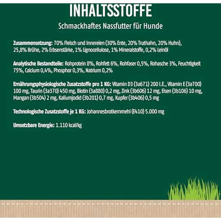 Christopherus Fleischmix mit Ente, Getreidefreies Nassfutter für Hunde, 6 x 400 g – Bild 5