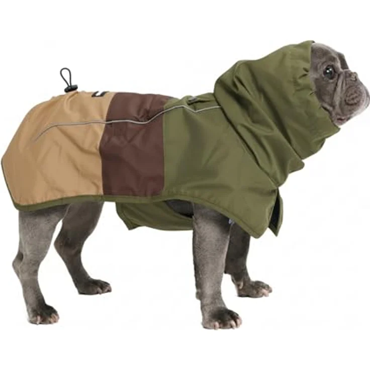 Spark Paws Hunderegenmantel, wasserdicht und winddicht, reflektierend, atmungsaktiv, vollständiger Körperschutz, für Hunde in XL - Green Brown Tan – Bild 1