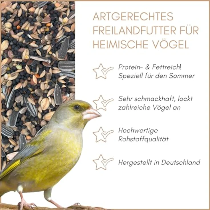 Supravit Freilandfutter für Vögel 5kg, energiereiches & proteinreiches Sommerfutter für alle heimischen Wildvögel, natürliche Premium-Zutaten, hergestellt in Deutschland – Bild 2