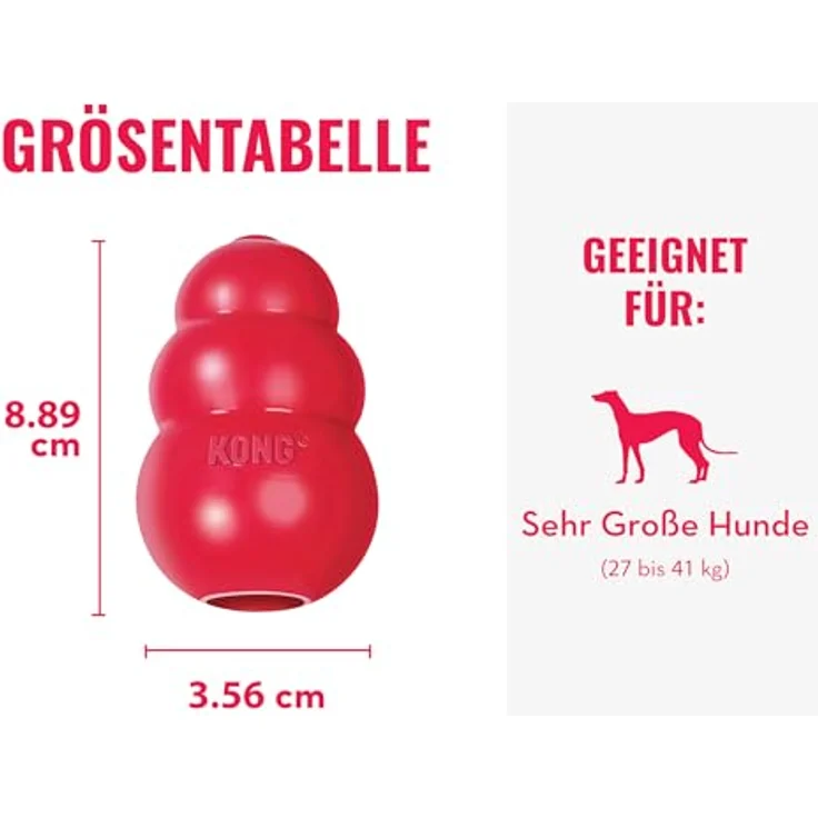 KONG Classic, Füllbares Hundespielzeug aus strapazierfähigem Naturkautschuk, für extra-große Hunde, ideal zum Befüllen mit Leckerlis und apportsicher – Bild 4