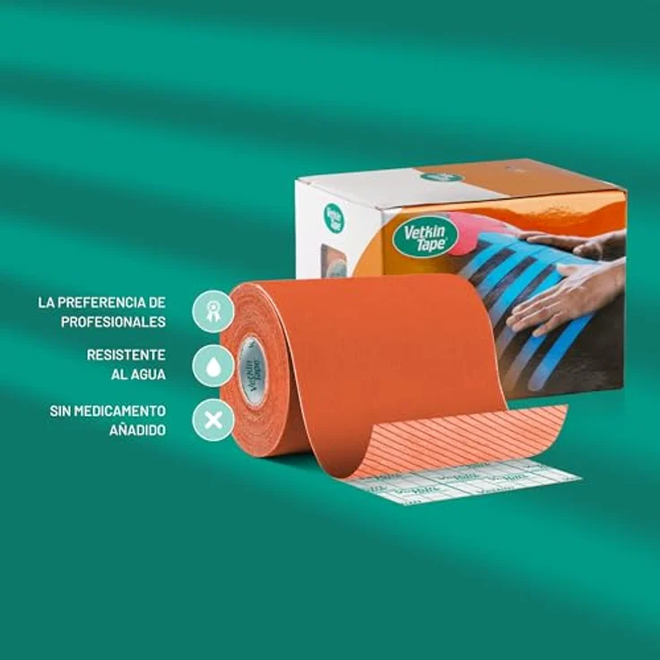 VETKIN VetkinTape Kinesiologie Tape für Tiere, 10cm x 5m, latexfrei, starke Acryl-Klebeschicht, Orange, für Pferde und Hunde – Bild 2