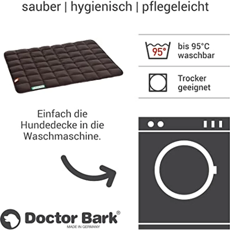 Doctor Bark Hundedecke M, hochwertige Hundematte für mittlere Hunde, waschbar bis 95°C, robust für Indoor & Outdoor, braun, 80x70 cm – Bild 5