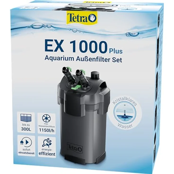 Tetra Aquarium Außenfilter EX 1000 Plus, leistungsstarker Filter für Aquarien bis 300 L, energieeffizient und leise mit Schnellverschlussventil – Bild 1