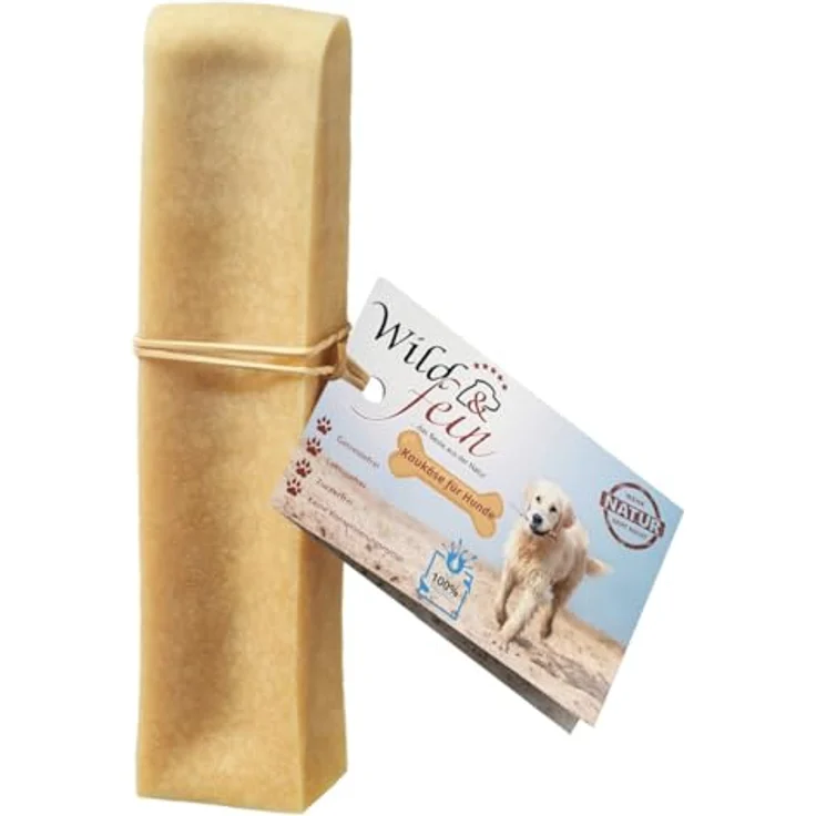 Wild & Fein Kaukäse für Hunde, proteinreicher laktosearmer Kauartikel zur Zahnreinigung, 100g – Bild 1