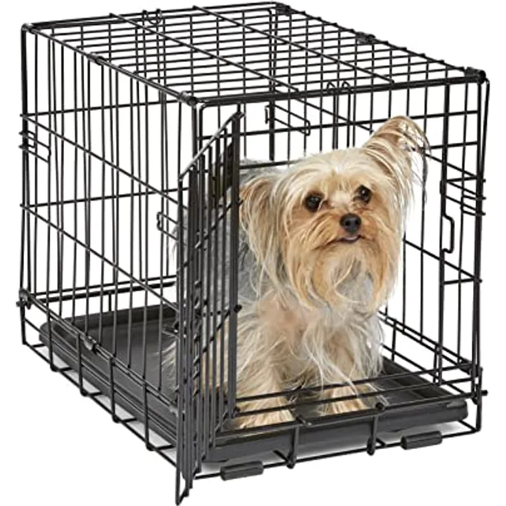 MidWest Homes for Pets iCrate Hundebox, klappbar mit 1 Tür und Trennwand, auslaufsichere Bodenwanne, für Minirassen bis 5 kg, robust und tragbar, 46 cm