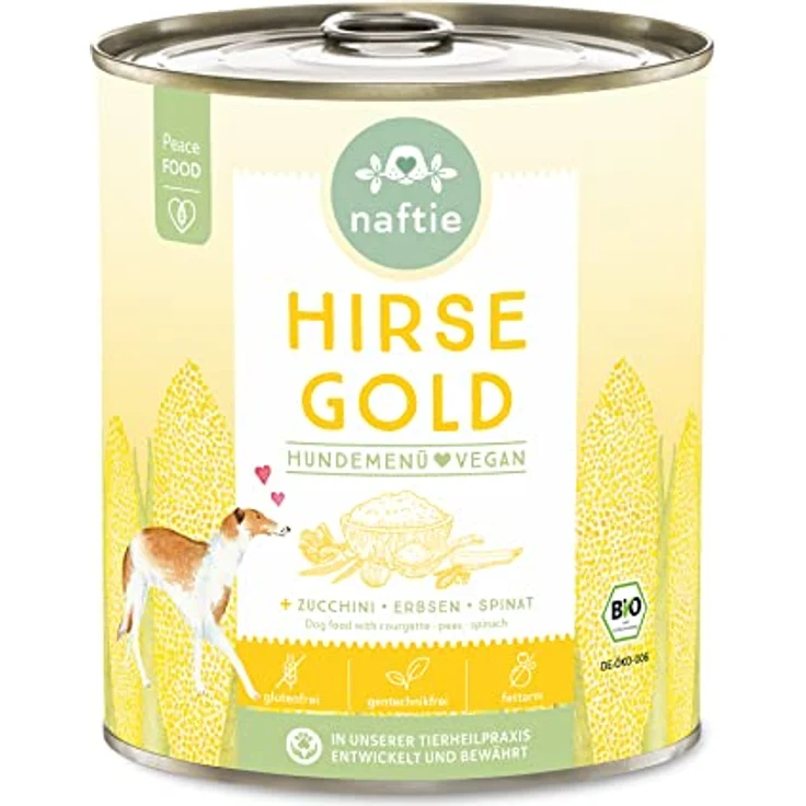 naftie Bio Hundefutter, veganes Nassfutter Menü mit Hirse und Erbsen, purinarm, Diät-Futter, 800g Dose – Bild 1
