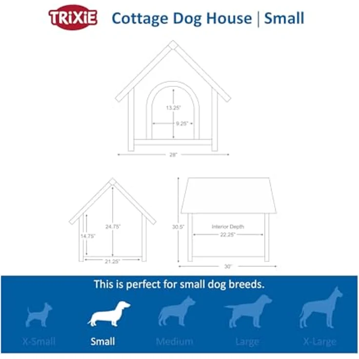 Trixie natura Hundehütte Cottage mit Satteldach natur S-M: 71 × 77 × 76 cm – Bild 5