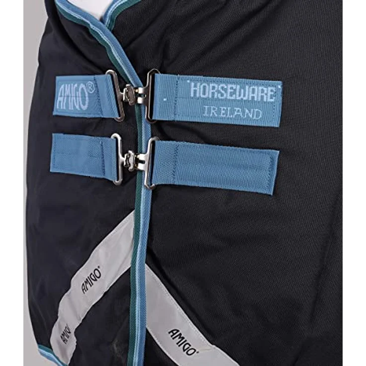 Horseware Amigo Bravo 12 Original lite 100 g, Wasserdichte Pferdedecke, Navy/Turquoise, 145 cm – Bild 3
