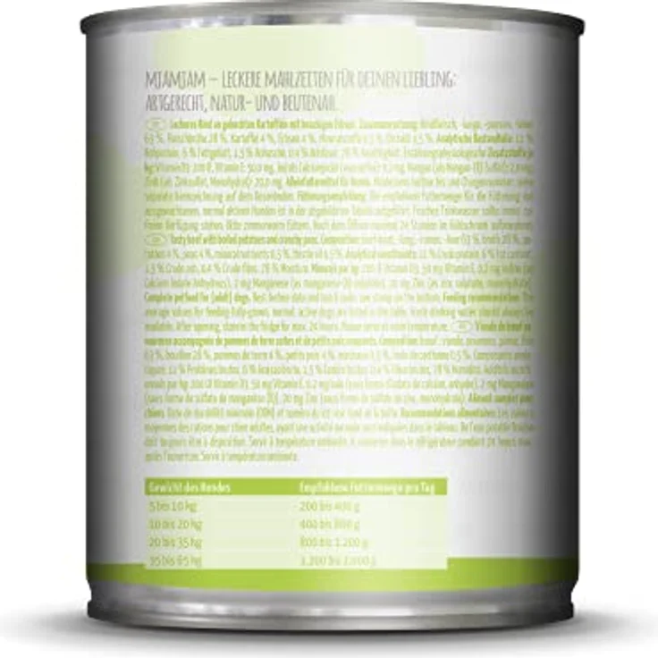 MjAMjAM Premium Nassfutter für Hunde - Mixpaket I - Huhn & Ente, Rind, Pute, 6er Pack (6 x 800 g), glutenfrei, naturbelassen mit hohem Fleischanteil – Bild 4