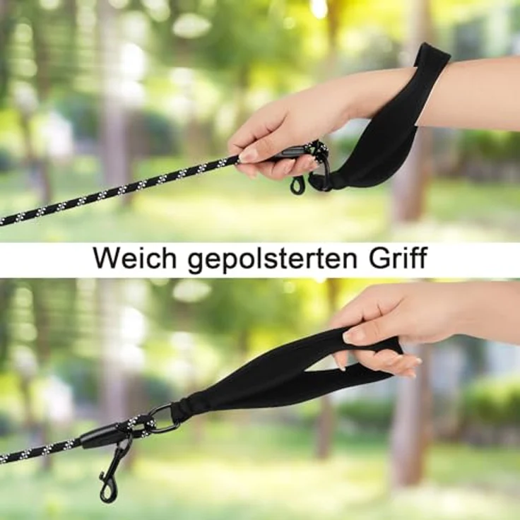 Eyleaf Schleppleine für Hunde, 10m reflektierend mit gepolstertem Griff und 2 Karabinerhaken, robuste geflochtene Trainingsleine für kleine bis große Hunde – Bild 4