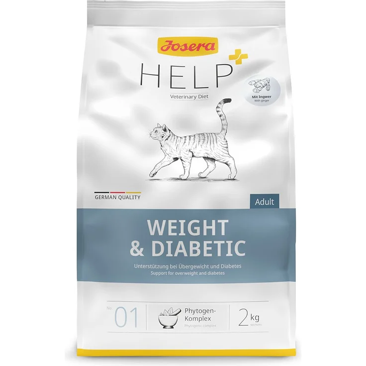 Josera Help Weight und Diabetic, Katzen-Trockenfutter zur Unterstützung von Gewichtsmanagement und Diabetes, 2kg