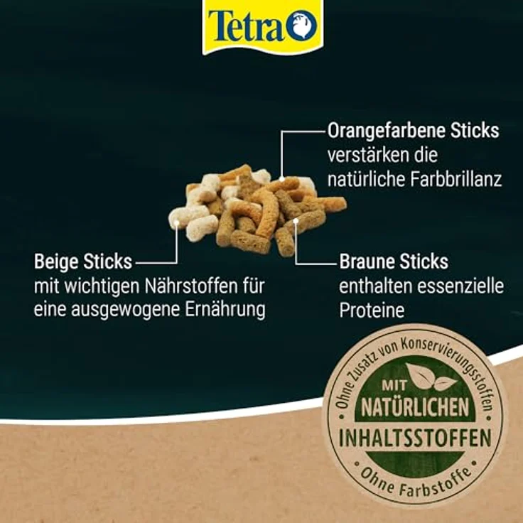 Tetra Pond Variety Sticks, Fischfutter-Mix für Teichfische mit orangefarbenen, beigen und braunen Sticks, 1 L Dose für gesunde Ernährung und Farbenpracht – Bild 3