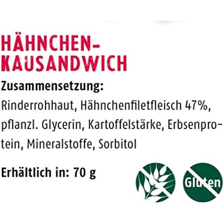 Christopherus Natur-Im-Biss Kausandwich, schmackhafter Hundesnack mit magerem Geflügel, 70g – Bild 3