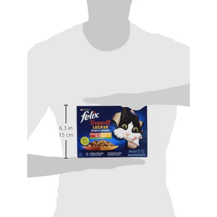 Felix Doppelt Lecker 12x85g Katzenfutter mit Geschmacksvielfalt und Gemüse, Gelee mit Rind, Geflügel, Schwein, Wild, Lamm und Huhn – Bild 3