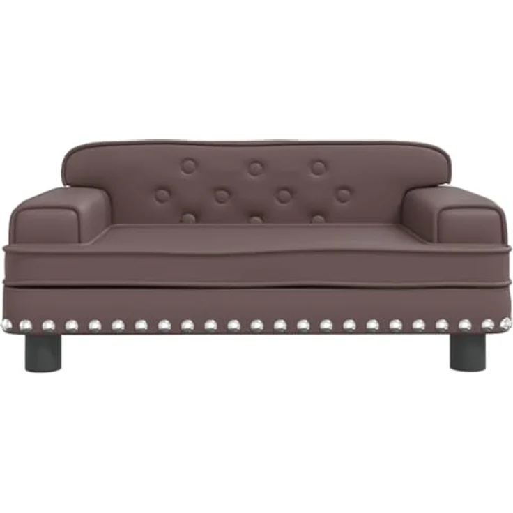 vidaXL Hundekorb Hundebett Braun Kunstleder 70x45x30 cm - Stilvolles Hundesofa für kleine Hunde - Wasserabweisend und leicht zu reinigen – Bild 5