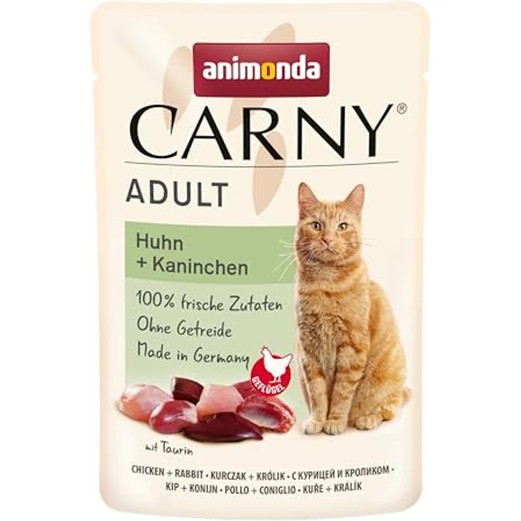 animonda Carny Katzenfutter nass Geflügel-Mix, 8 Portionsbeutel (8 x 85g), getreidefreies Nassfutter ohne Zucker für ausgewachsene Katzen mit frischen fleischlichen Zutaten – Bild 2