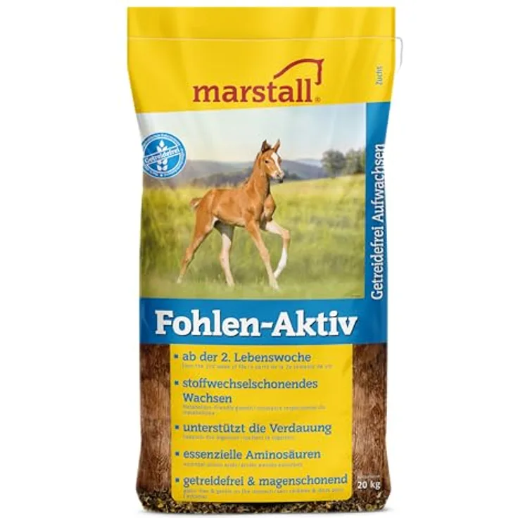 Marstall Fohlen-Aktiv, 20kg Getreidefreies Kleintierfutter für stoffwechselschonendes Wachsen ab der 2. Lebenswoche
