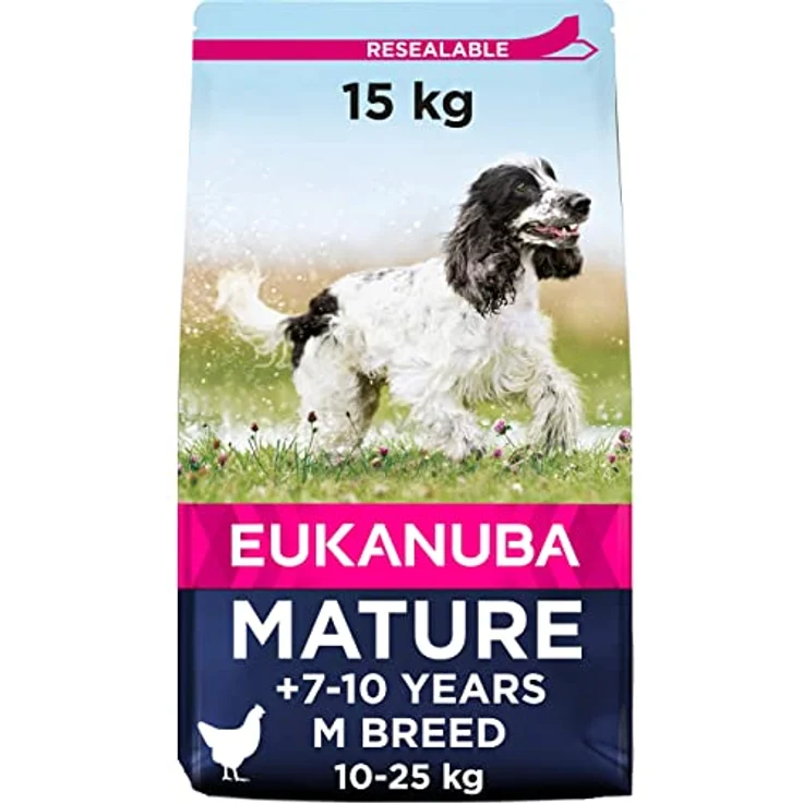 Eukanuba Hundefutter mit frischem Huhn, Premium Trockenfutter für mittelgroße Rassen, ideal für reife Hunde, 15 kg – Bild 1