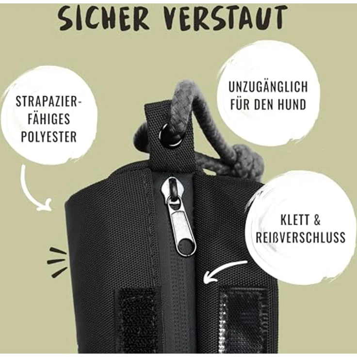 Rudelkönig Futterbeutel, Snackbeutel für Hundetraining mit Reißverschluss, schwarz – ideal für Rückruftraining und Apportieren – Bild 4