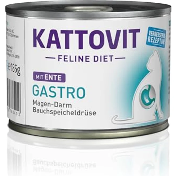 Kattovit Gastro 185 g - Diät-Nassfutter für Katzen mit Verdauungsstörungen, Ente, Sparpaket 24 x 185 g – Bild 2