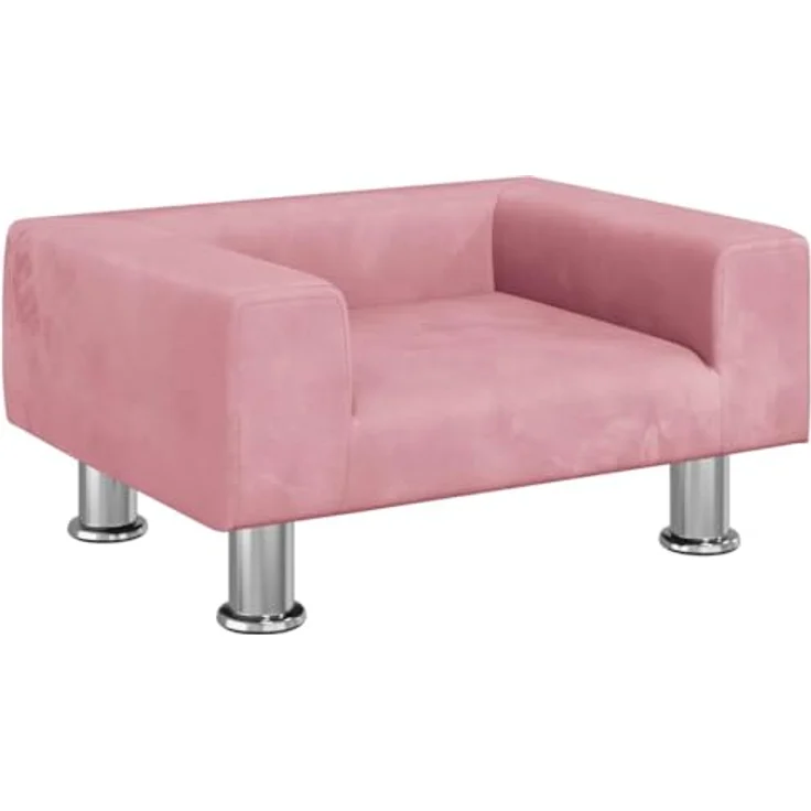 vidaXL Hundekorb Hundebett Rosa 50x40x26,5 cm Samt Körbchen Hundesofa mit massivem Kiefernholzrahmen – Bild 1
