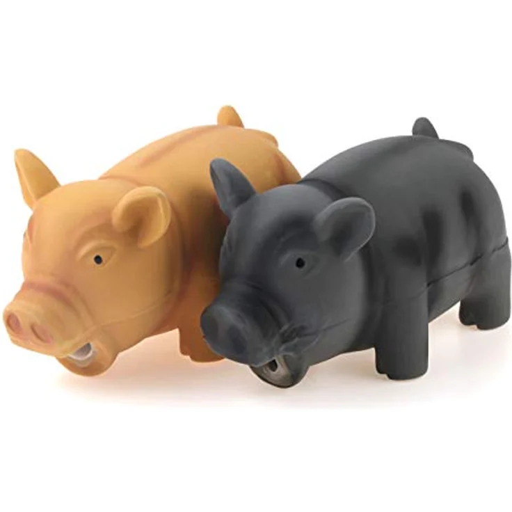 Chiwava Quitschendes Hundespielzeug 2er Set, Latex Schwein mit Grunzgeräusch, 16,5 cm für mittelgroße Hunde bis 25 kg – Bild 1
