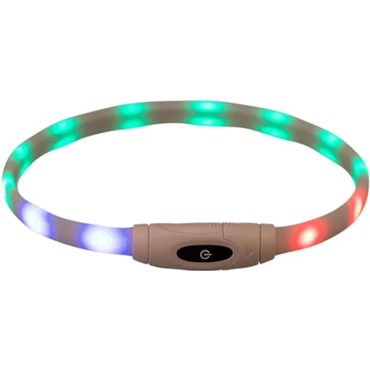 Trixie Flash Leuchtring USB Silikon, Größe XS - XL, 65 cm Halsumfang, 16 mm breit, weiß, spritzwassergeschützt, 9 Leuchtmodi – Bild 2