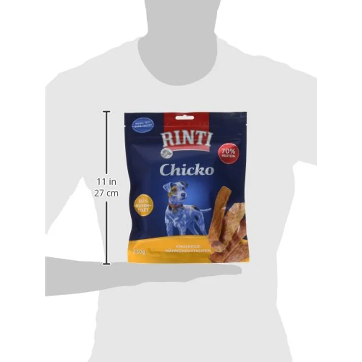 RINTI Chicko, Hühnerstreifen aus 100% Hühnerbrustfilet, leicht verdaulicher, fettarmer und zuckerfreier Hundesnack ohne Zusatzstoffe, 9x250g Huhn im Frischebeutel – Bild 2