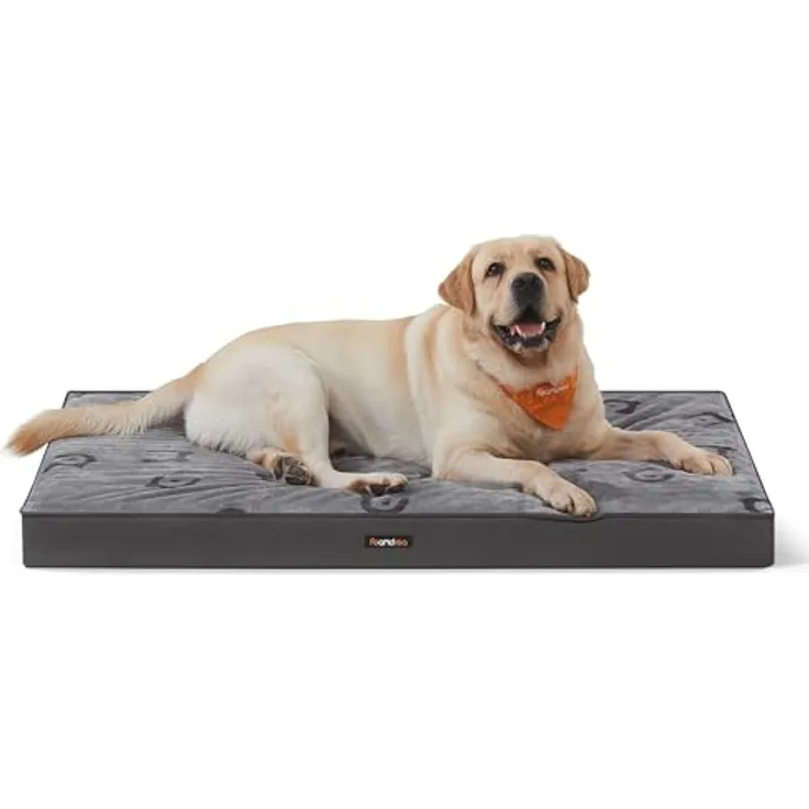 Feandrea Hundebett PGW244G01, Waschbares Hundekissen XXL, Wasserdicht, 120 x 74 x 8 cm, Taubengrau, für große Hunde